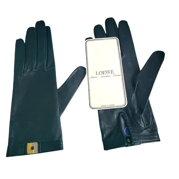 Women's LOEWE Black Leather W/interlocking LL logo Size 7.5 - Picture 3 of 7